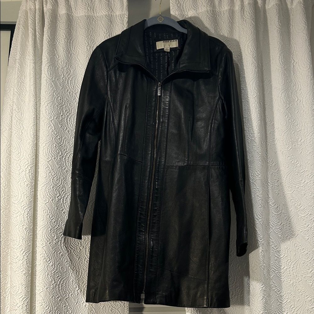 Anne Klein Leather Coat Size Large